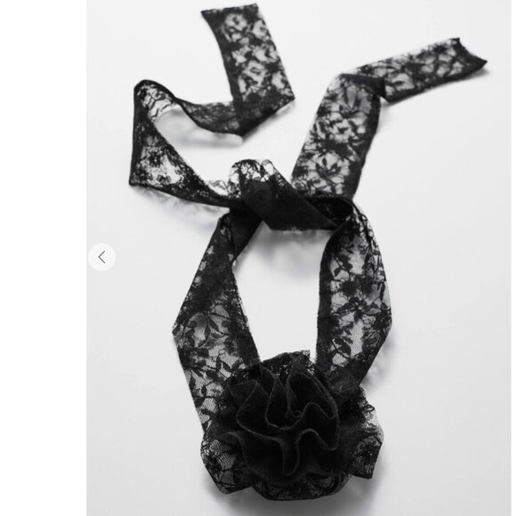 NWT & Other Stories Rose Tie Lace Necklace - Picture 2 of 6